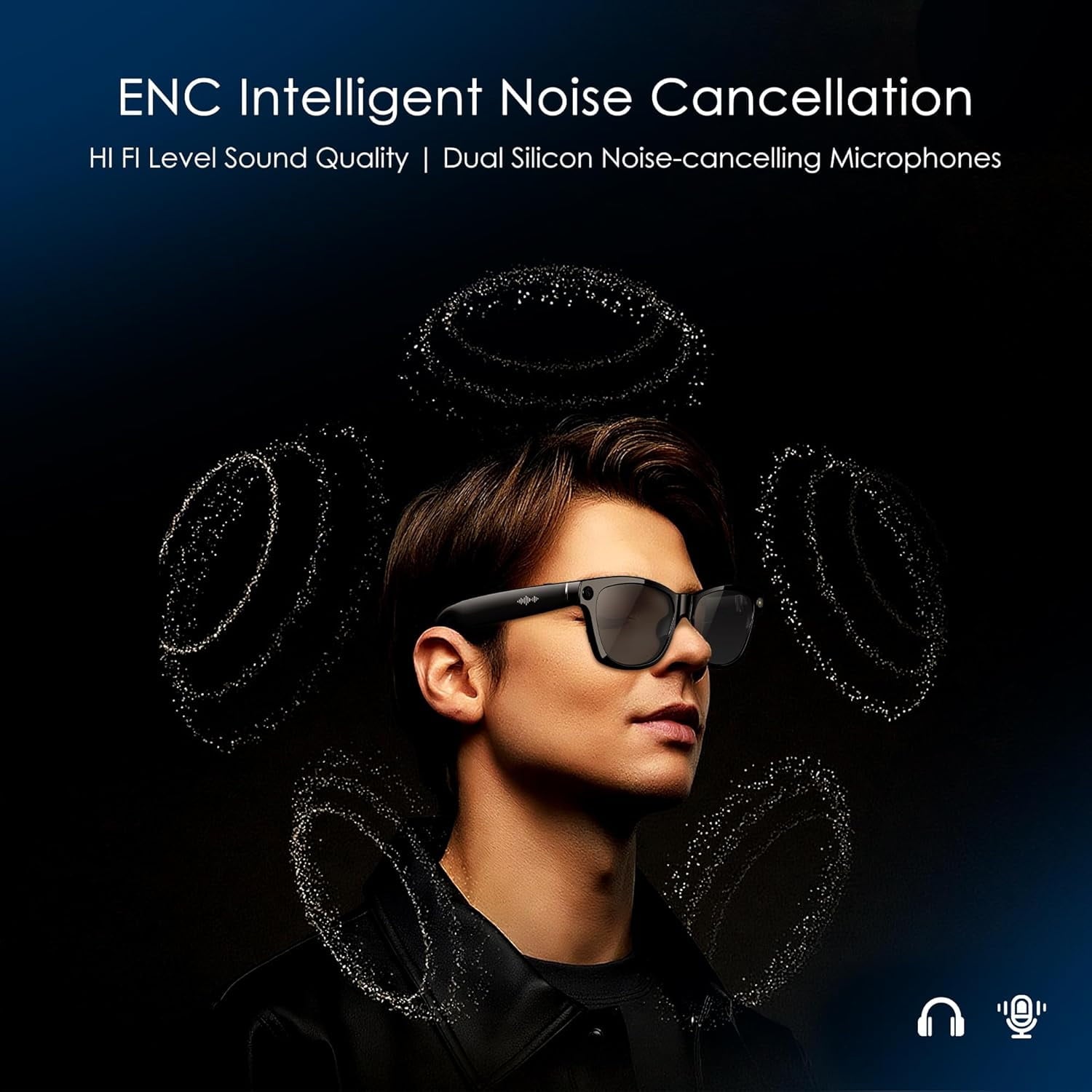 Blackview AI Smart Glasses with Camera, 1080P HD Photo/Video Recording Glasses, Real-Time Translation, AI Voice Assistant, Chat GPT Free, Polarized Sunglasses Lenses for Men/Women