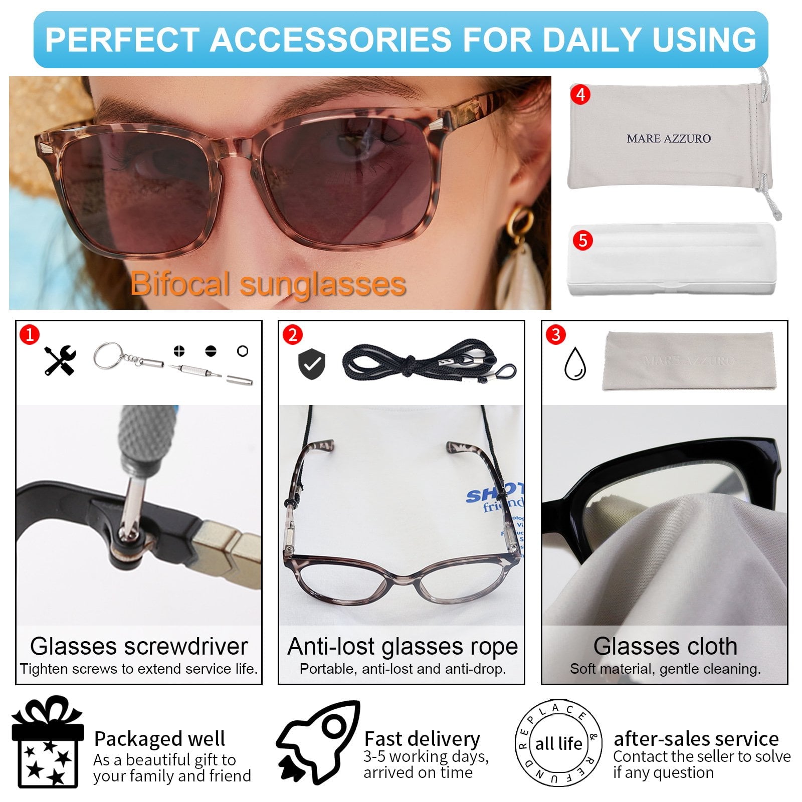 MARE AZZURO Bifocal Reading Sunglasses Women Trendy Square Outdoor Readers 0.0 1.0 1.5 2.0 2.5 3.0 3.5 4.0 (Leopard, 2.50)