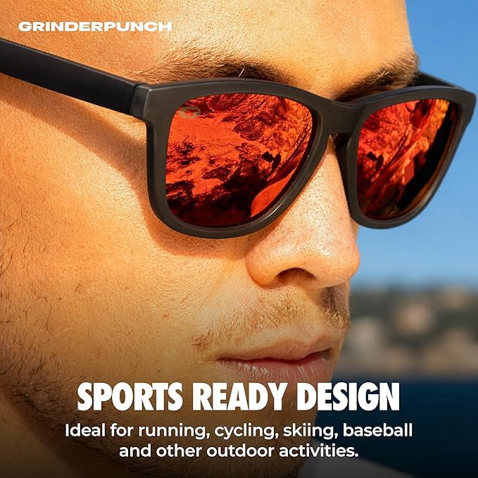 Grinderpunch Womens Polarized Sunglasses UV400 Protection Classic Retro Driving Sun Glasses Trendy Fashion Shades (Black and Red)
