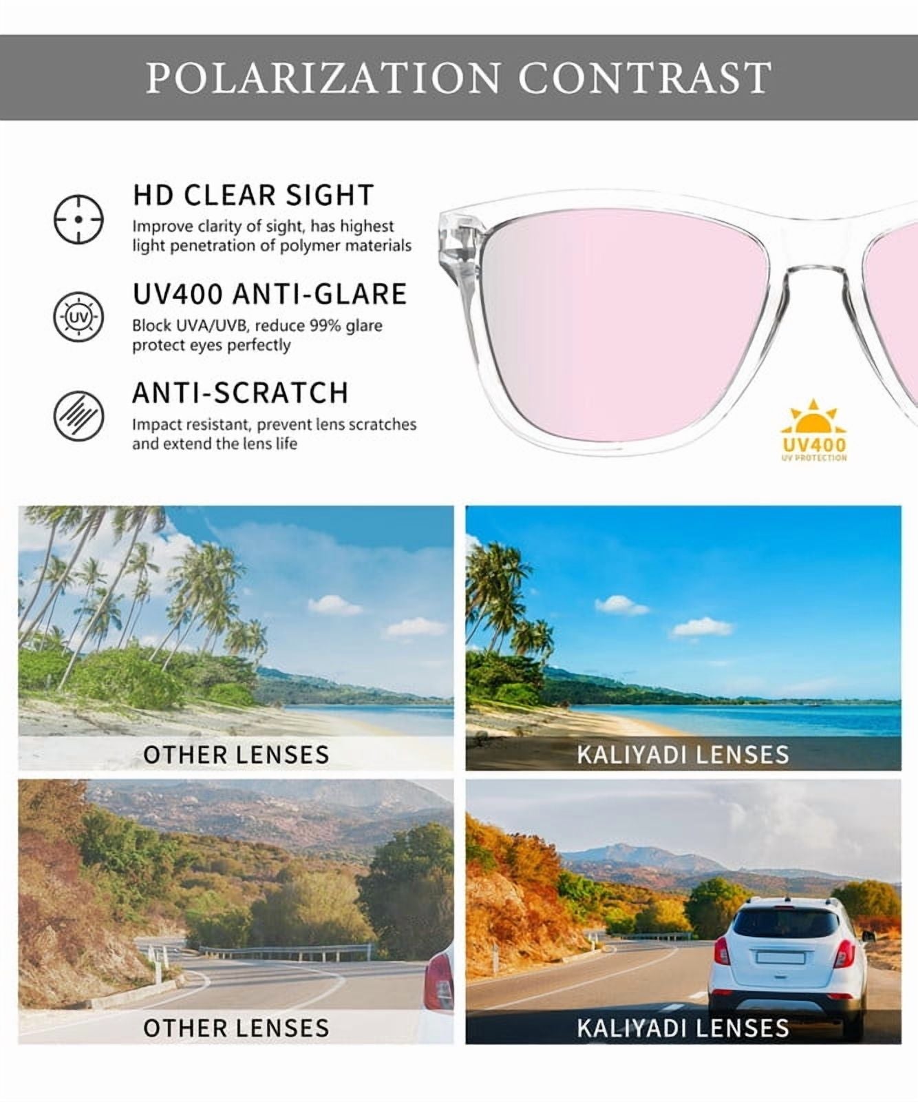 KALIYADI Womens Sunglasses Polarized Sunglasses Women Trendy Retro Sun Glasses with UV Protection