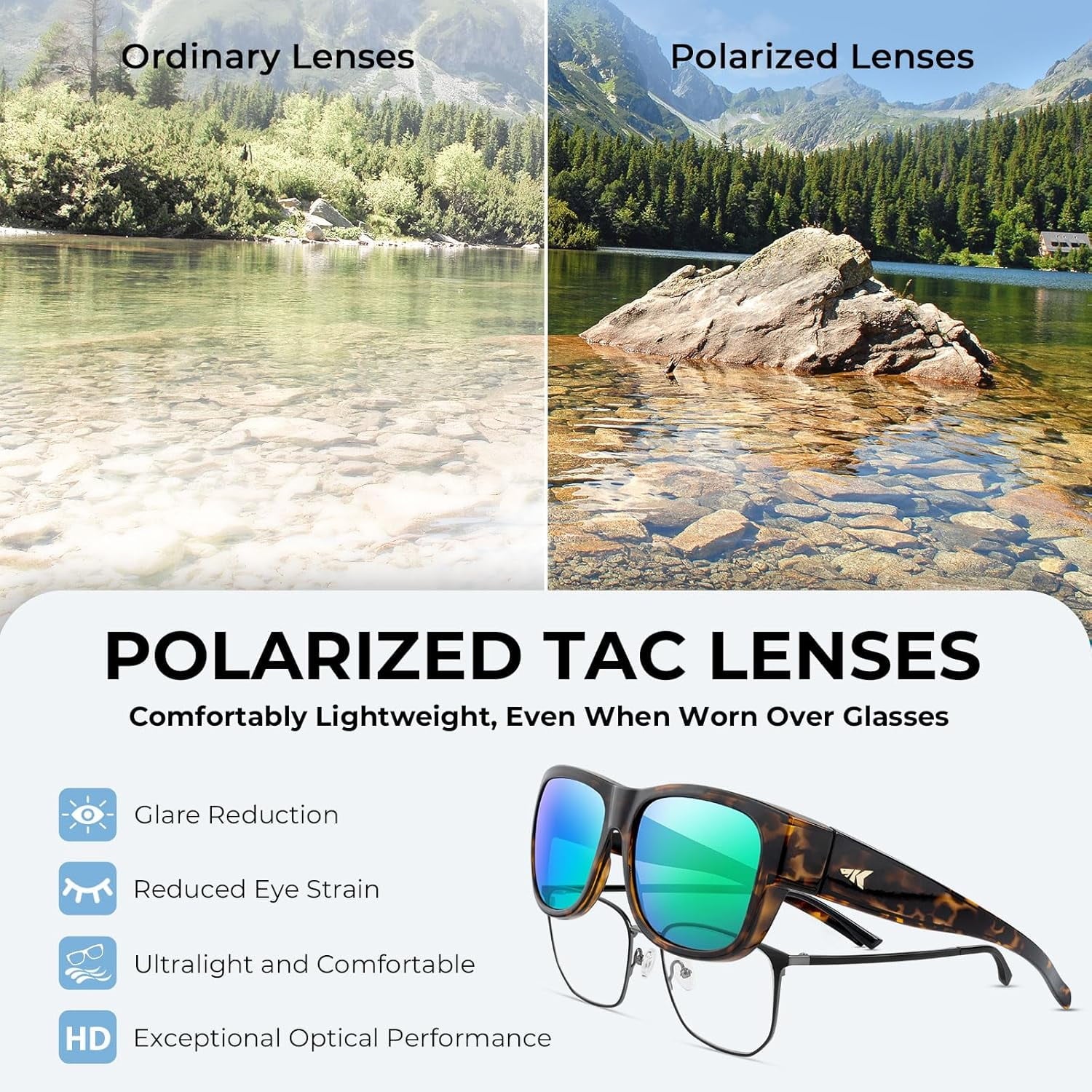 KastKing Chariton Fit-Over Polarized Wrap Around Over Sunglasses for Men and Women, Ideal for Driving Fishing Cycling Running