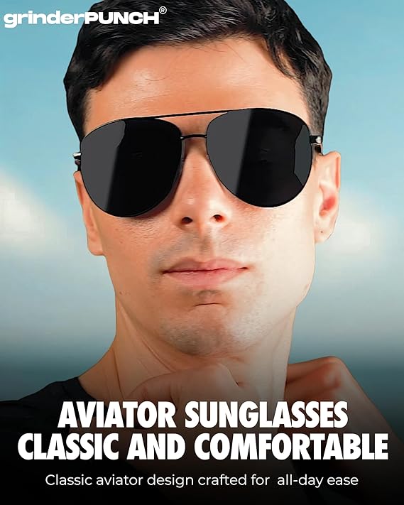grinderPUNCH Big XL Wide Frame Extra Large Aviator Sunglasses Oversized For Men Women UV Protection