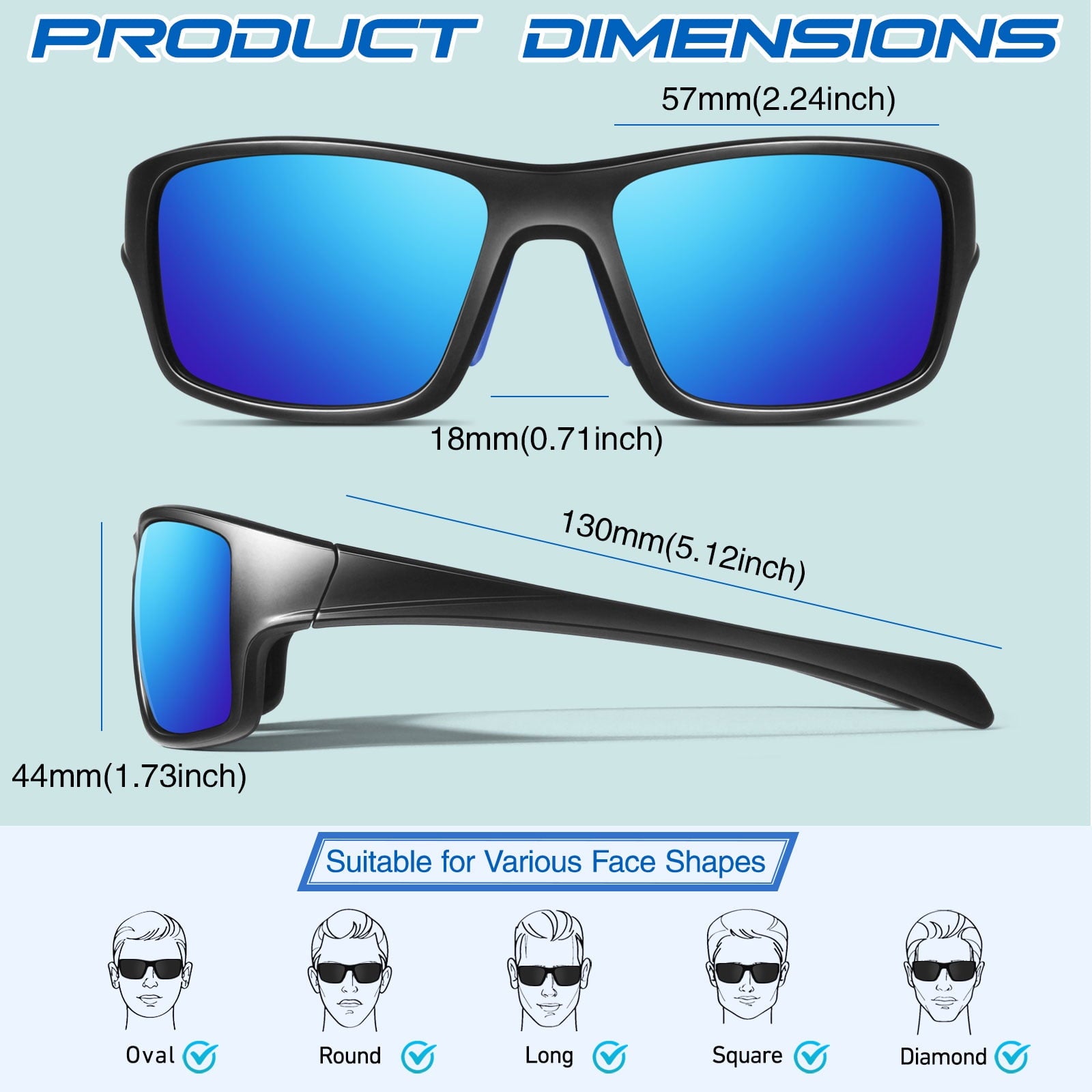 LINVO Men’s Sports Polarized Sunglasses, Wrap-Around Sun Glasses for Cycling, Fishing, Hiking & Driving, UV400 Protection-2 Pack