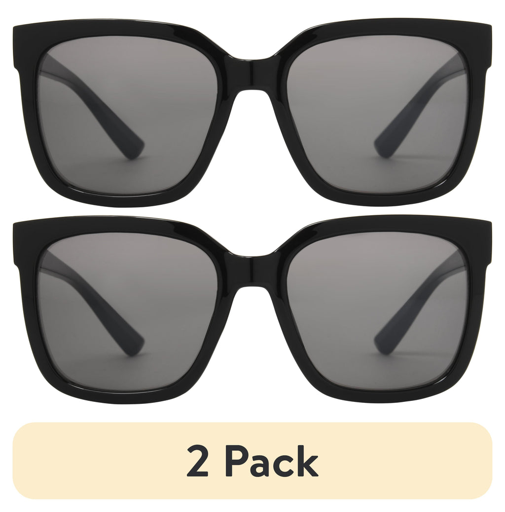 (2 pack) Foster Grant Women's Oversized Fashion Sunglasses Black