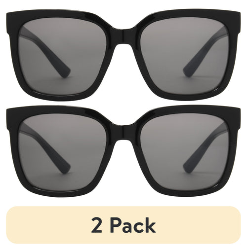 (2 pack) Foster Grant Women's Oversized Fashion Sunglasses Black