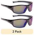 (2 pack) Strike King Polarized Performance Sunglasses Shiny Black Frame with Blue Mirror Lens Full Rim Frame, Male Adult