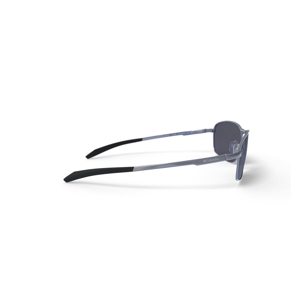 Columbia Fir Ridge Oval Sunglasses with Shiny Dark Gunmetal Frame and Solid Smoke Polarized Lens