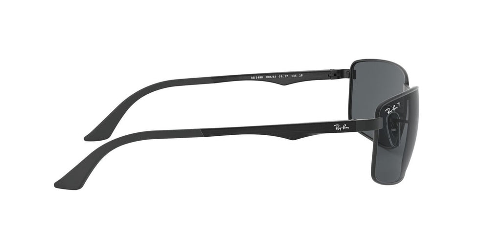 RAY-BAN RB3498 RB3498 Rectangle Shape Sunglasses Matte Black Frame | Polarized Grey Lens 61mm