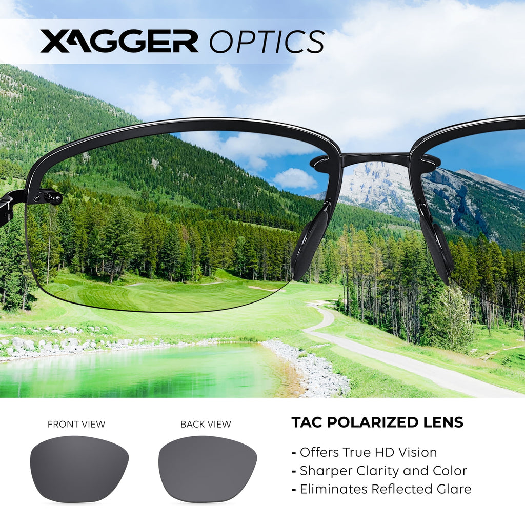 Xagger Polarized Rimless Driving Sunglasses for Men Metal Frame Anti-Glare UV400 Protection Sun Glasses