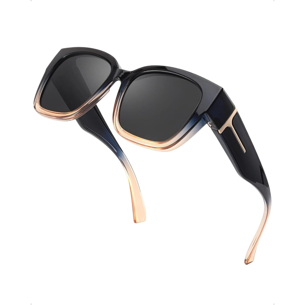 Polarized Sunglasses Fit Over Glasses for Women, Oversized Square Sunglasses for Driving & Outdoor UV400 Protection