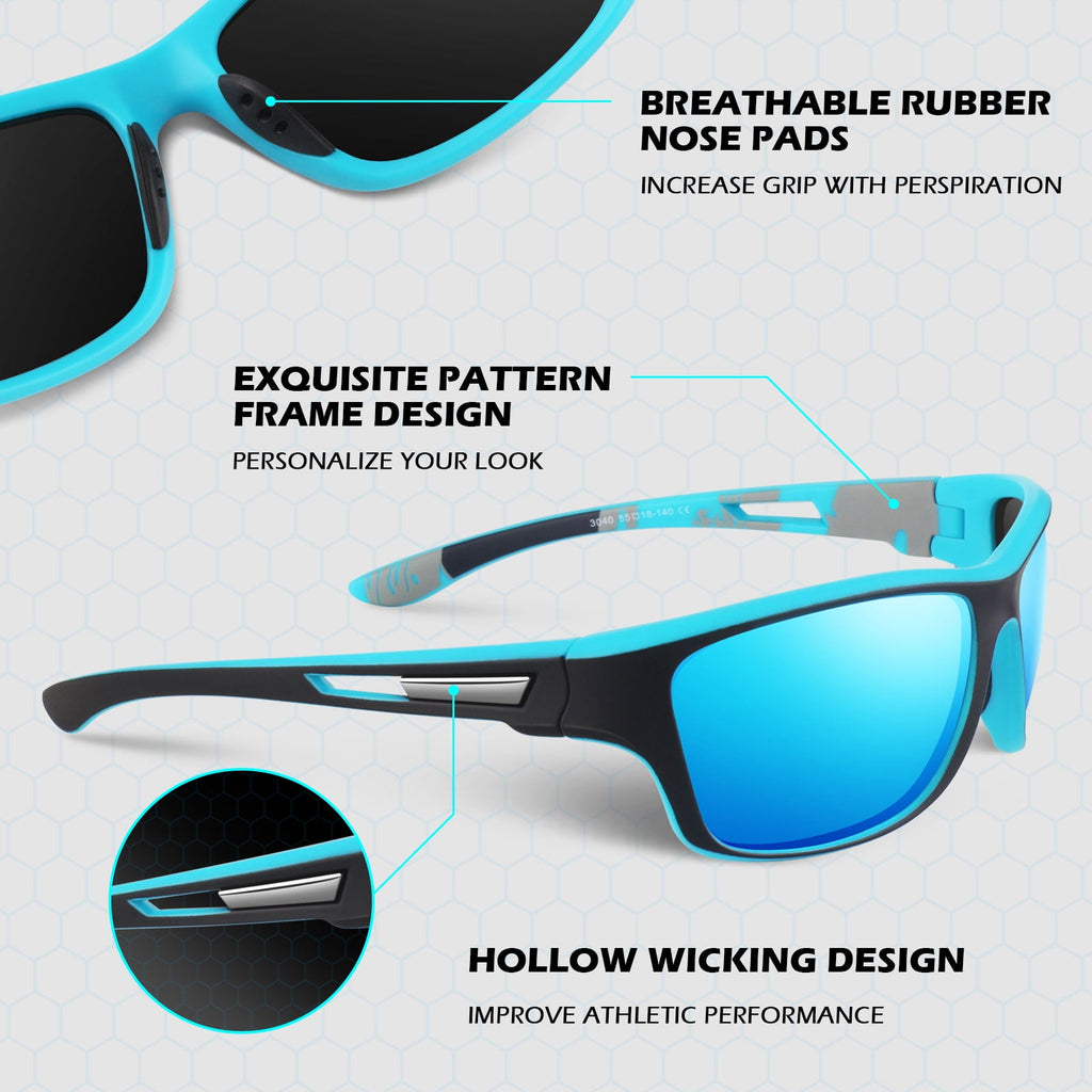 Sunier Sports Polarized Sunglasses for Cycling Driving Fishing 100% UV Protection