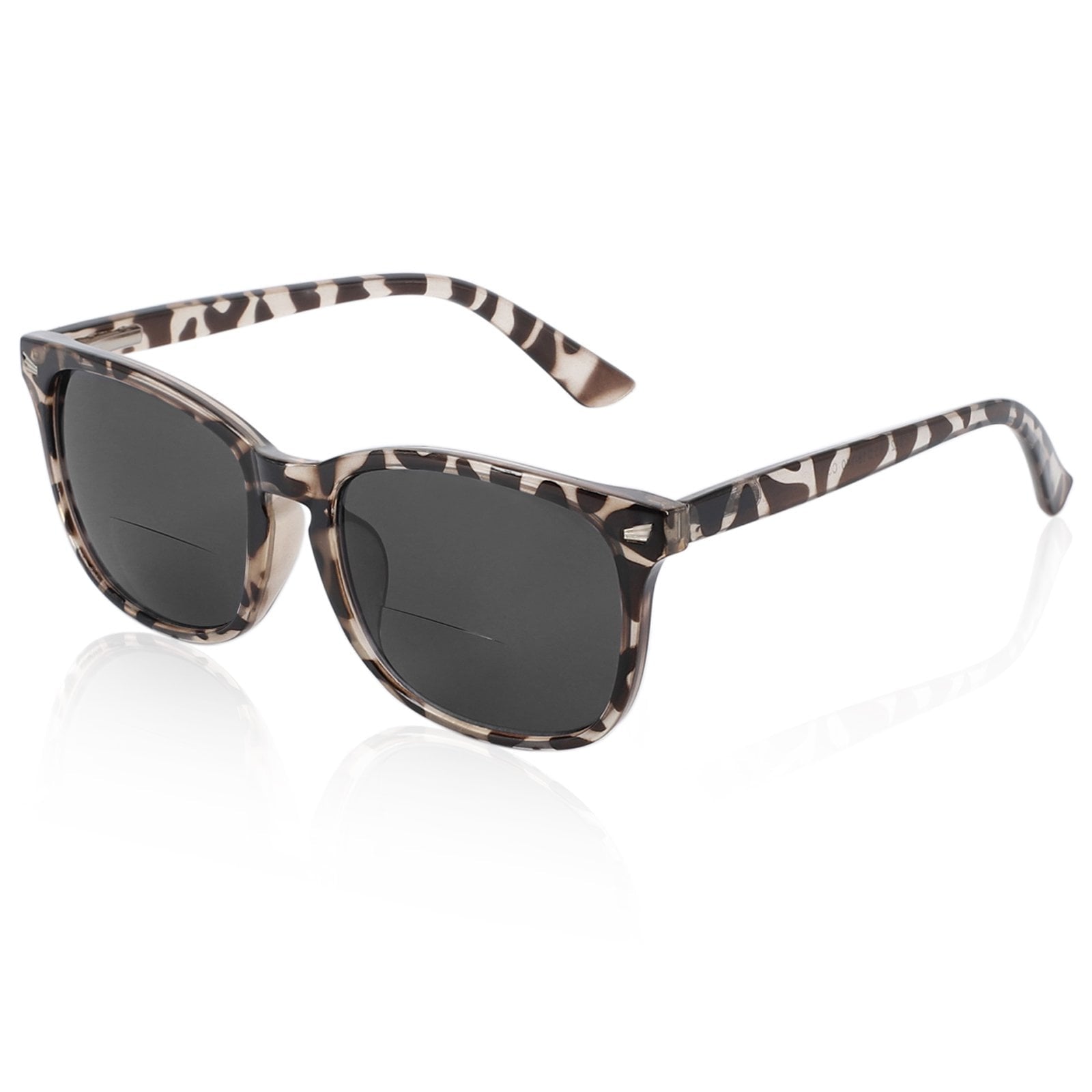 MARE AZZURO Bifocal Reading Sunglasses Women Trendy Square Outdoor Readers 0.0 1.0 1.5 2.0 2.5 3.0 3.5 4.0 (Leopard, 2.50)