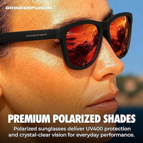 Grinderpunch Womens Polarized Sunglasses UV400 Protection Classic Retro Driving Sun Glasses Trendy Fashion Shades (Black and Red)