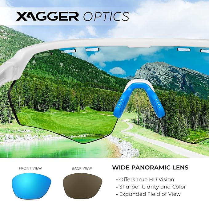 Xagger Sport Shield Sunglasses for Men Women Cycling Running Baseball UV400 Sun Glasses Wrap Around TR90 Frame