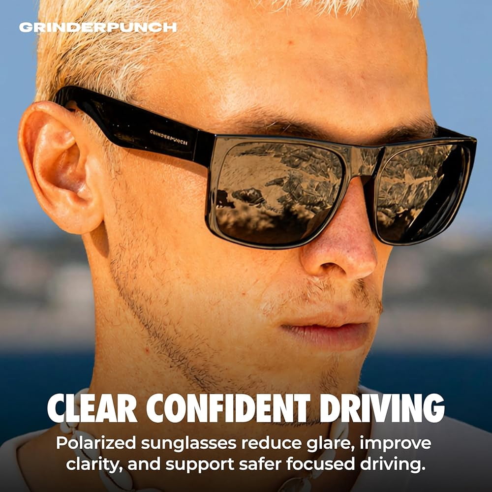 Grinderpunch Super Dark Polarized Sunglasses Men Women Category 4 Sun Glasses Black Out Shades UV400 Protection - 2Pack Super Dark