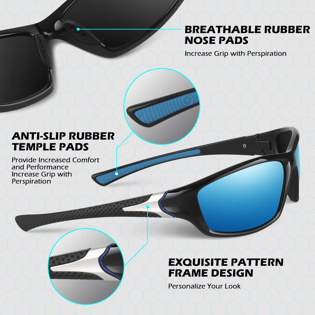 Sunier Polarized Sports Sunglasses for Men Women, Fishing Driving Outdoor Shades
