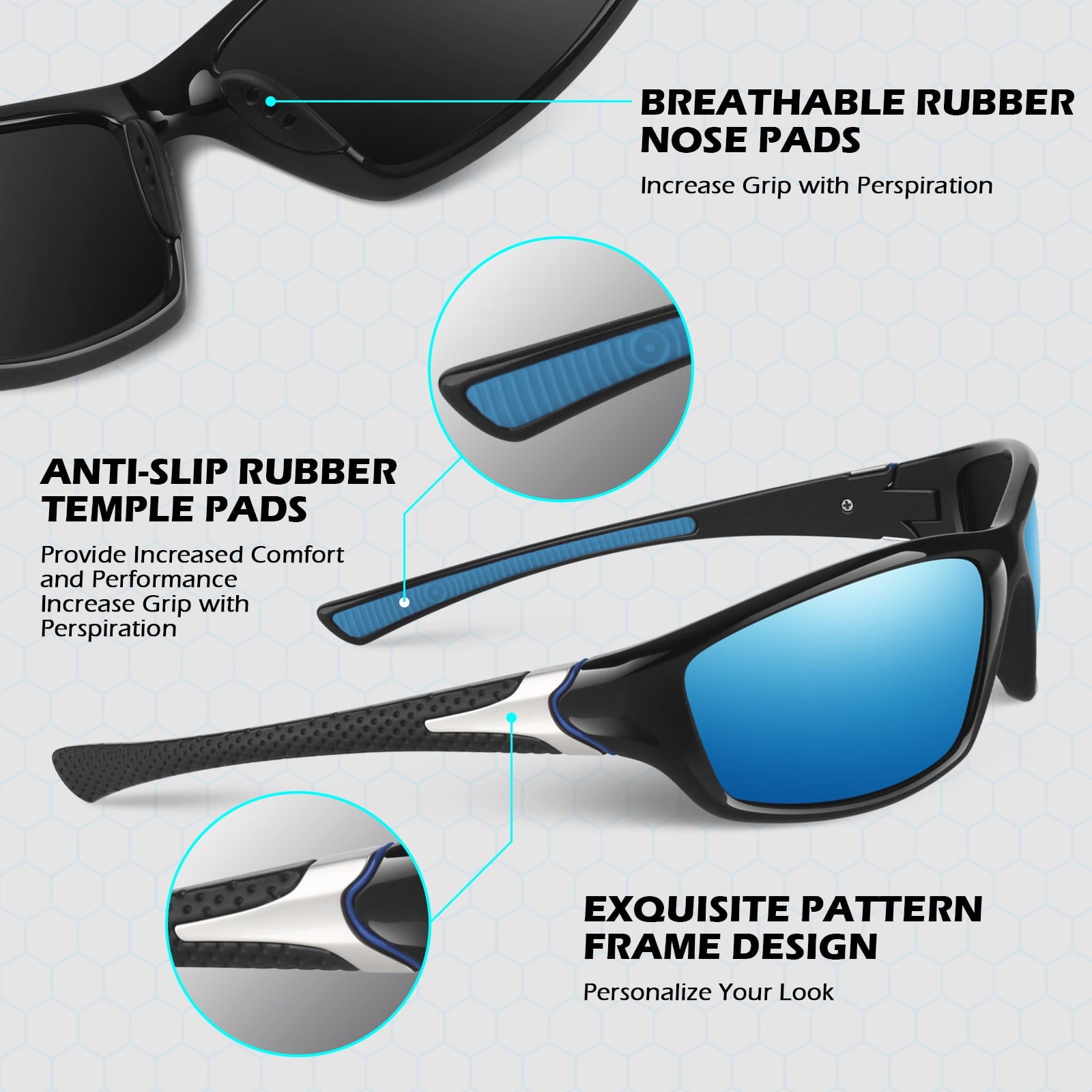 Sunier Polarized Sports Sunglasses for Men Women, Fishing Driving Outdoor Shades