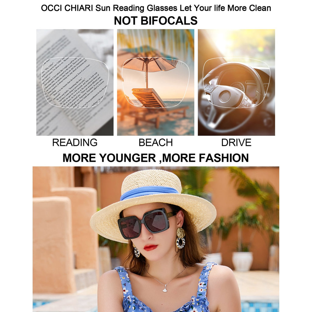 OCCI CHIARI Womens Sunglasses Reading Glasses 1.5 Sunglass Readers 1.0 1.25 to 3.5 (4 Colors Available) Blue Light Blocking, UV Protection Outdoor with Acrylic Lens