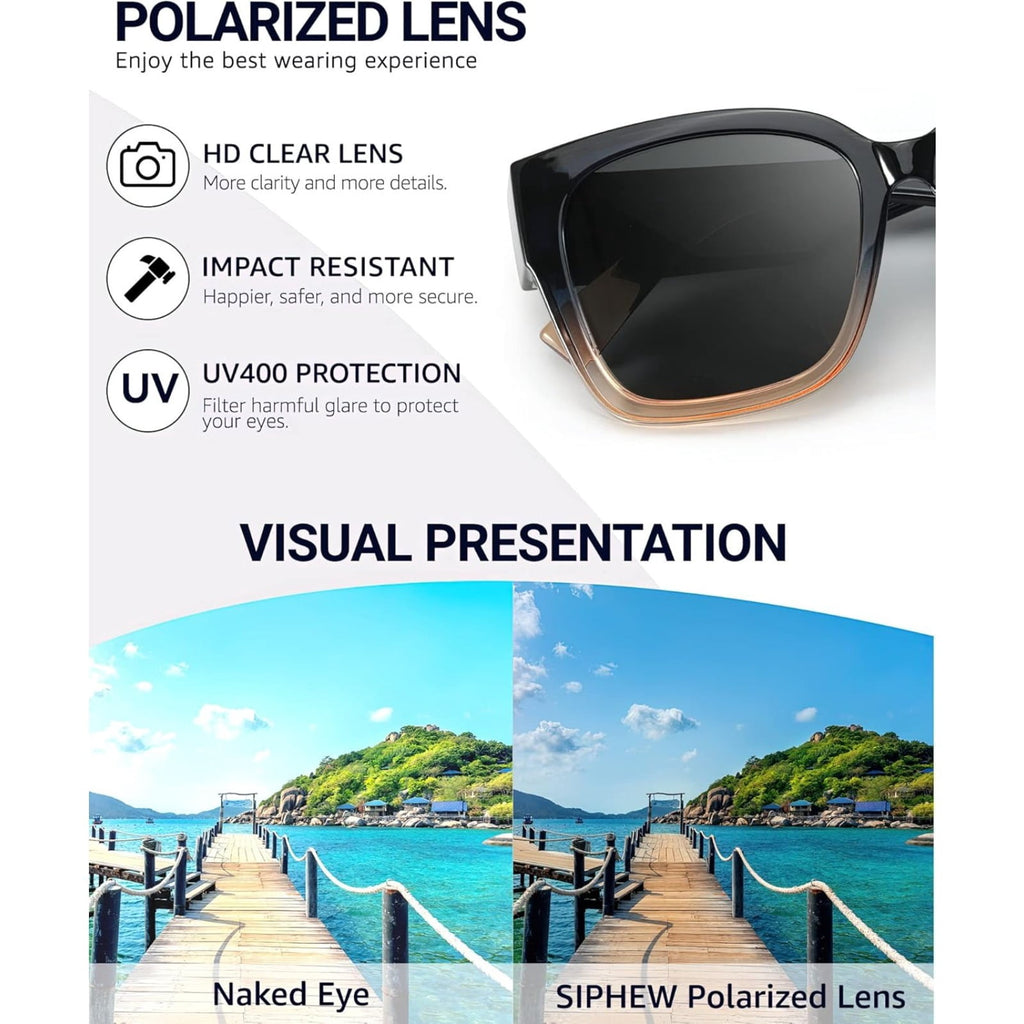 Polarized Sunglasses Fit Over Glasses for Women, Oversized Square Sunglasses for Driving & Outdoor UV400 Protection