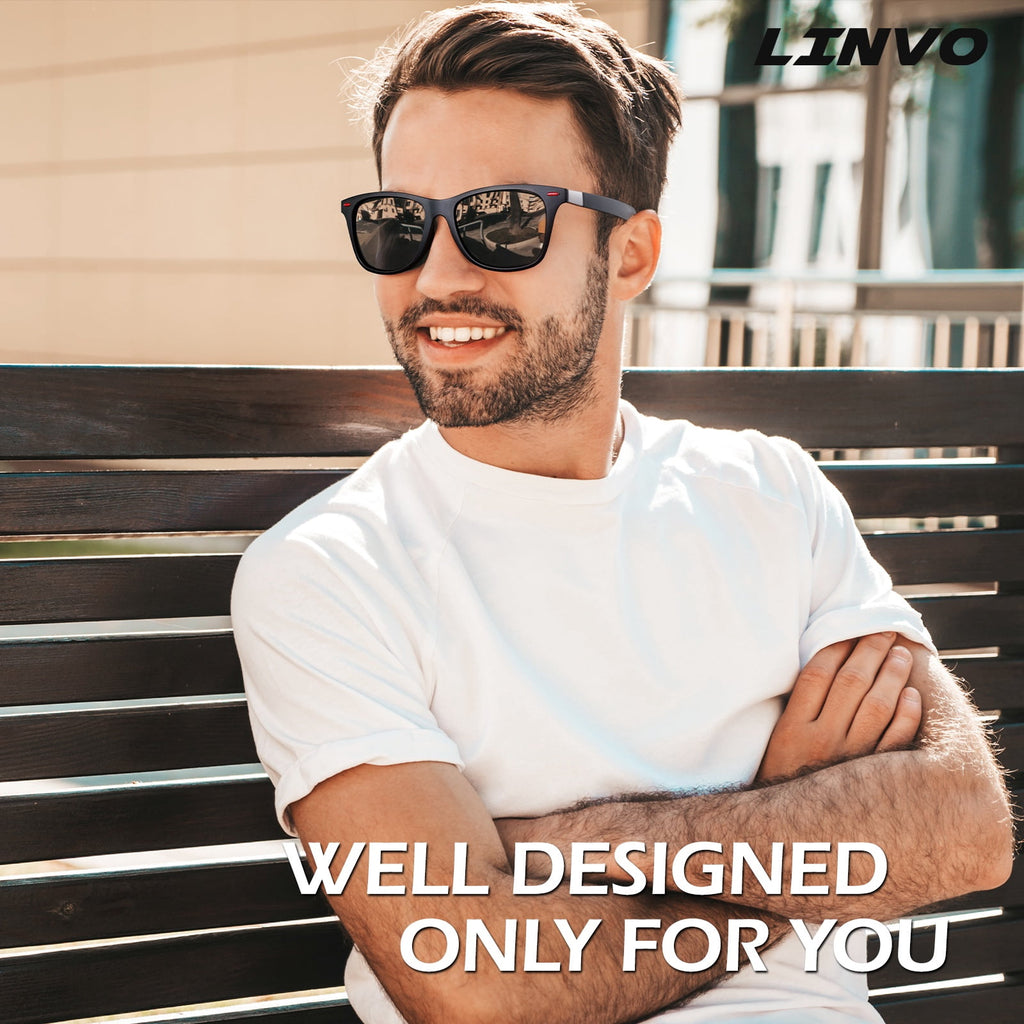 LINVO Men's Retro Polarized Sunglasses for Men  UV400 with Rivets for Fishing Hiking Driving-2 Pairs