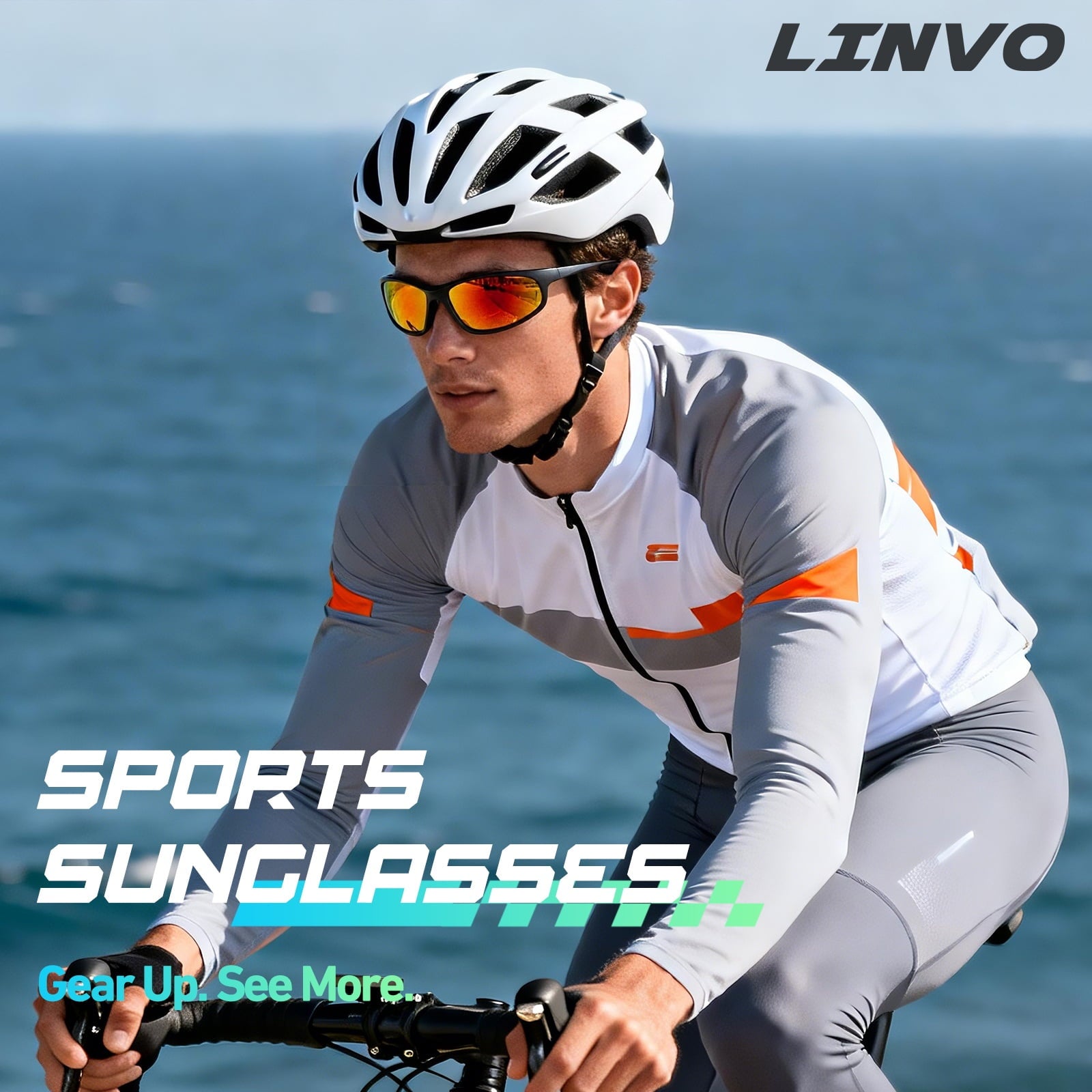 LINVO Sports Polarized Sunglasses for Men Women, Wrap-Around for Fishing, Cycling & Running, UV400 Protection-2 Pack