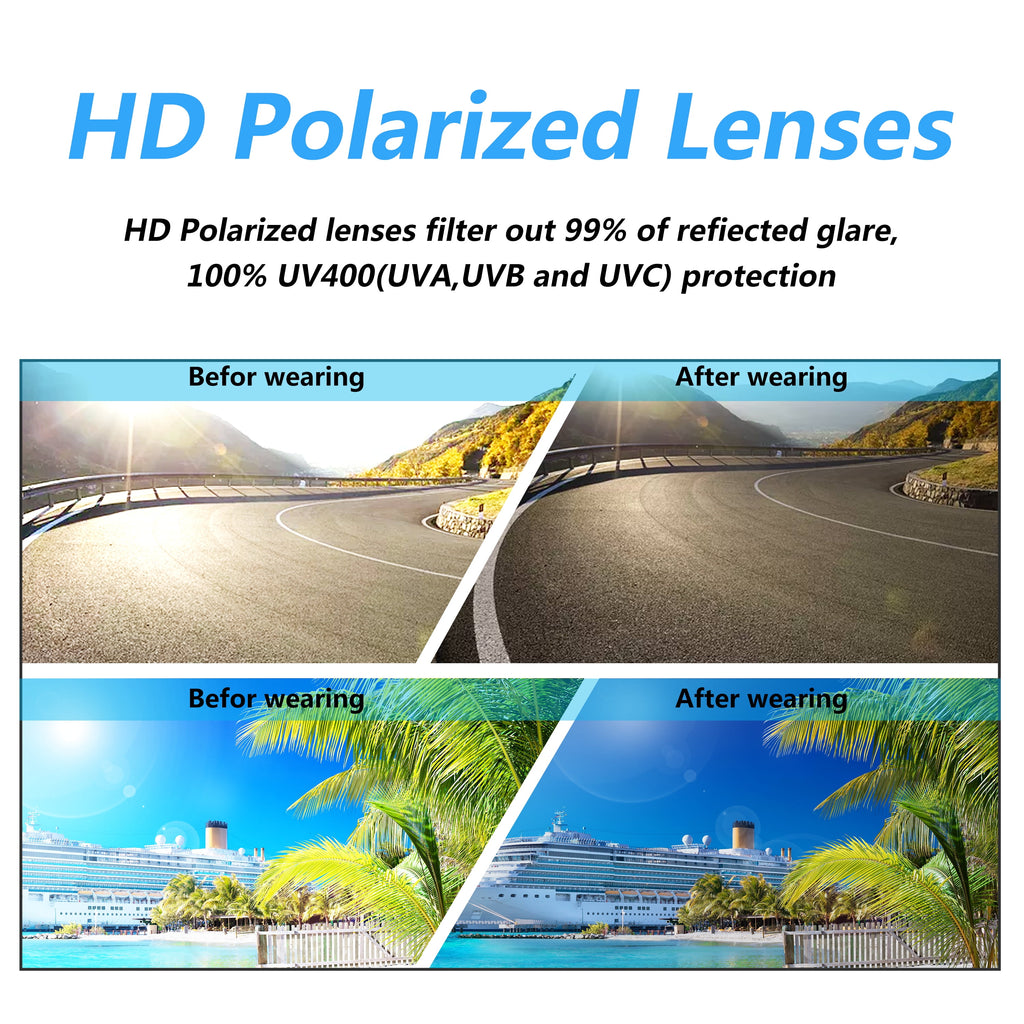 PUKCLAR Mens Driving Sunglasses Polarized Sports Sunglasses Al-Mg Metal Frame Cycling Fishing Golf Goggles