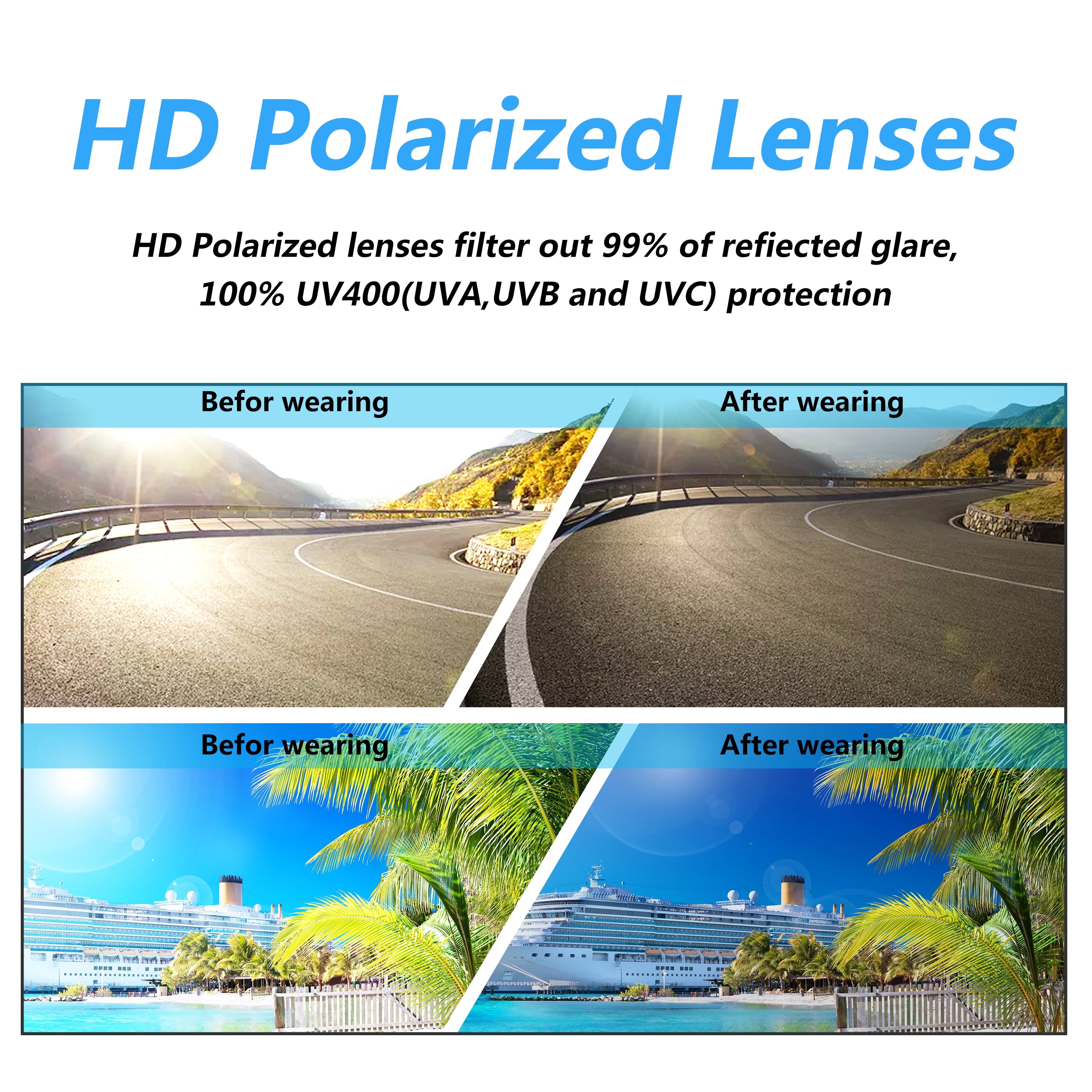 PUKCLAR Mens Driving Sunglasses Polarized Sports Sunglasses Al-Mg Metal Frame Cycling Fishing Golf Goggles