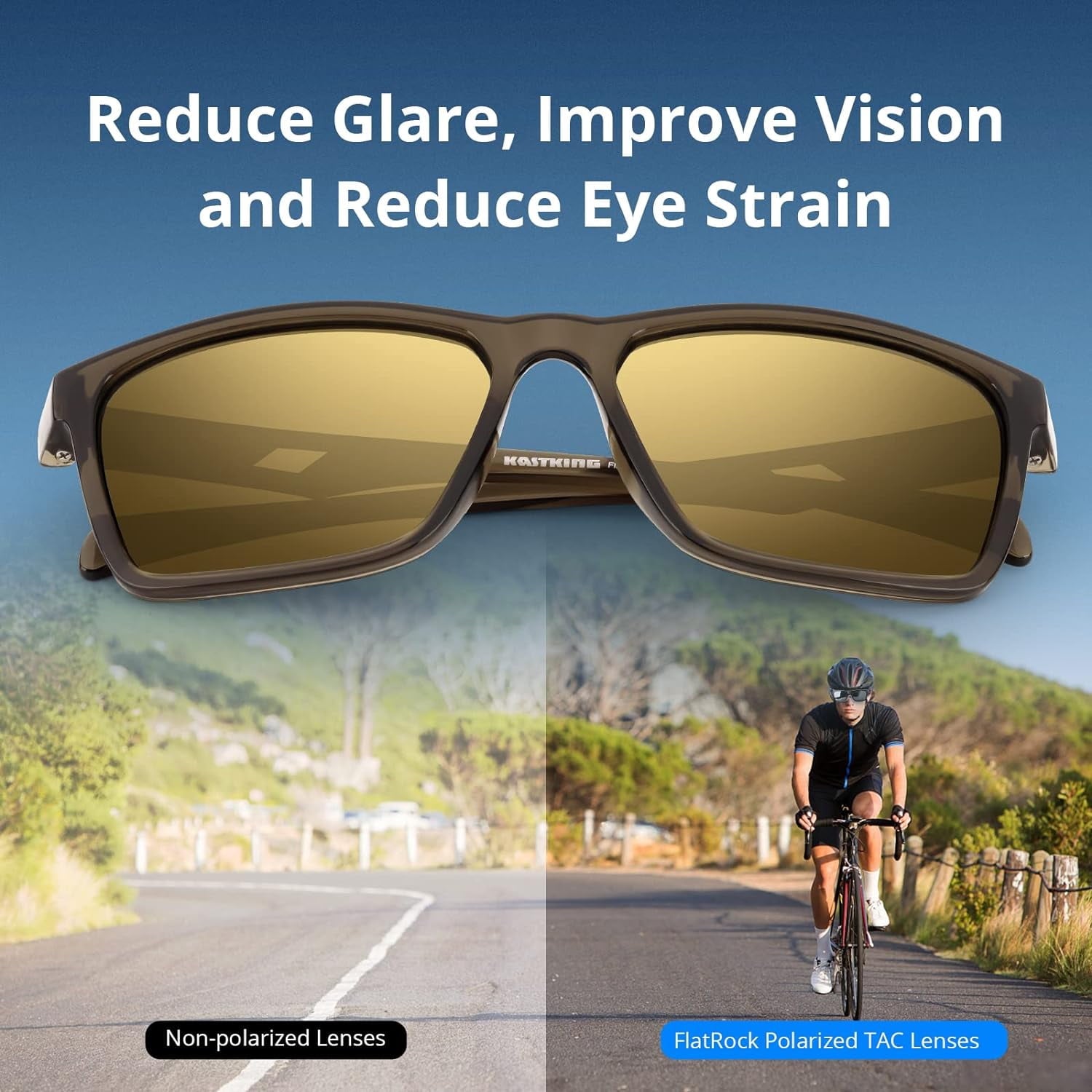 KastKing Polarized Sport Sunglasses Ideal for Driving Fishing Cycling Running, UV Protection- FlatRock