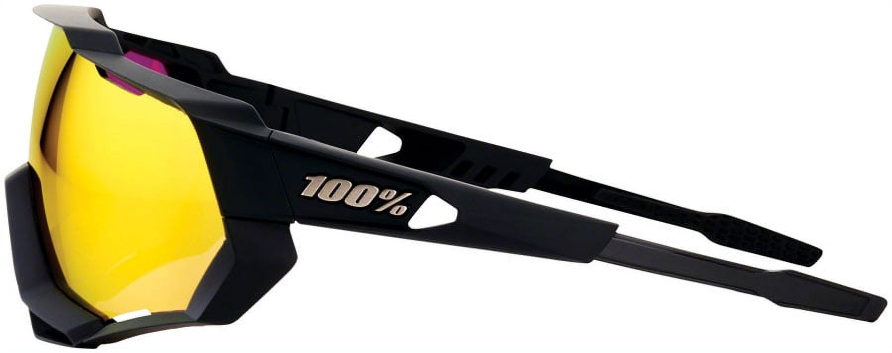 100% Speedtrap Soft Tact Black Unisex Shield Wrap Sunglasses with Clear Bonus Lens