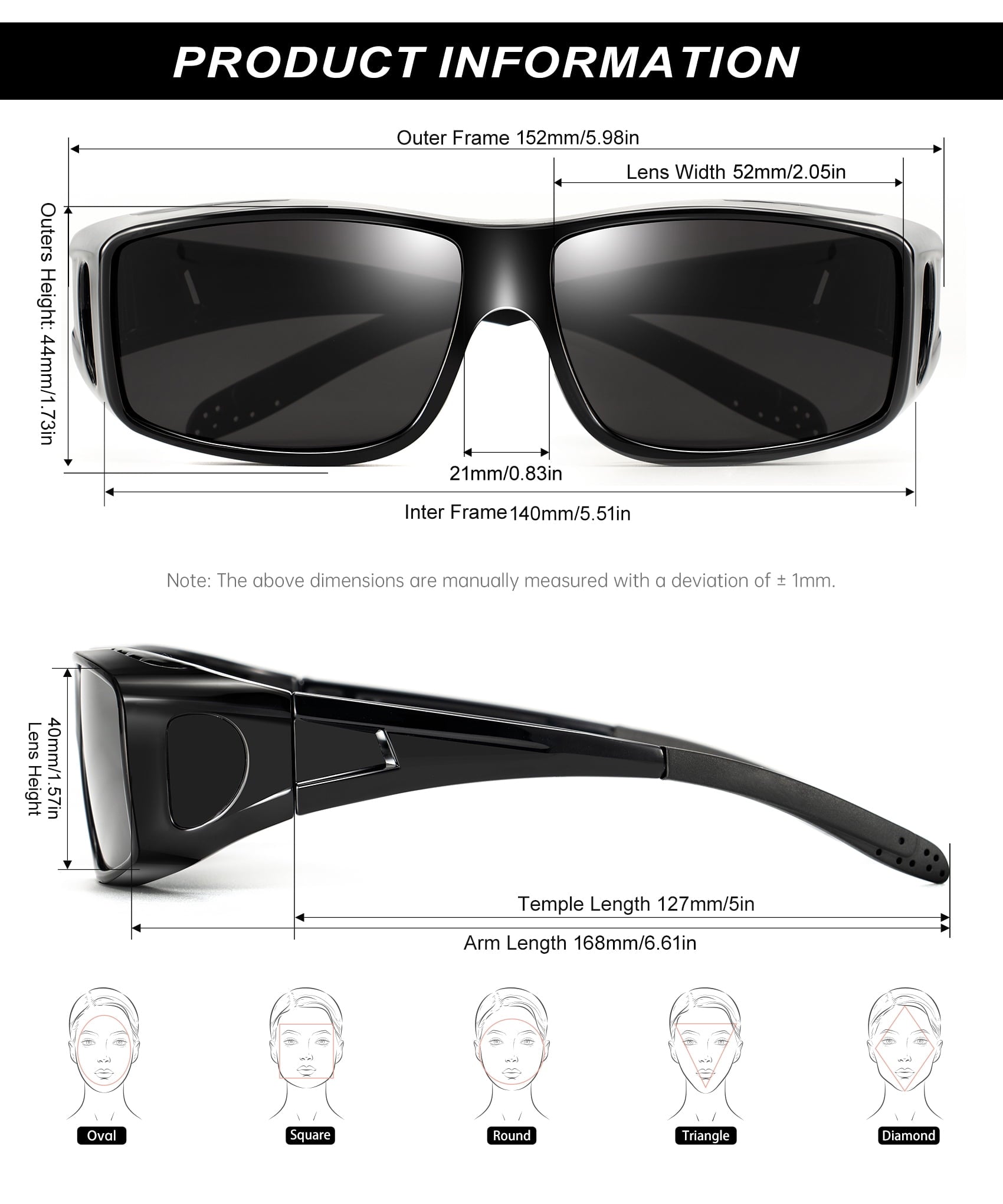 KALIYADI Fit Over Wrap Sunglasses Polarized Sun Glasses:Wrap Around Eyeglasses for Men and Women with UV Protection for Driving
