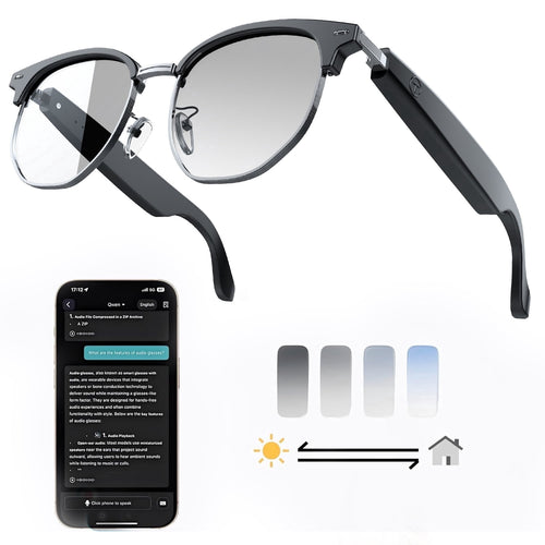 AI Translator Smart Sunglasses - 164 Language Real-Time Translation, UV400 Polarized Photochromic Lenses, Bluetooth 5.3, IPX5 Waterproof, Hands-Free Calling (Brown)