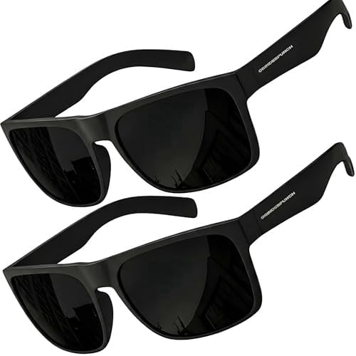 Grinderpunch Super Dark Polarized Sunglasses Men Women Category 4 Sun Glasses Black Out Shades UV400 Protection - 2Pack Super Dark - Polarized Sunglasses