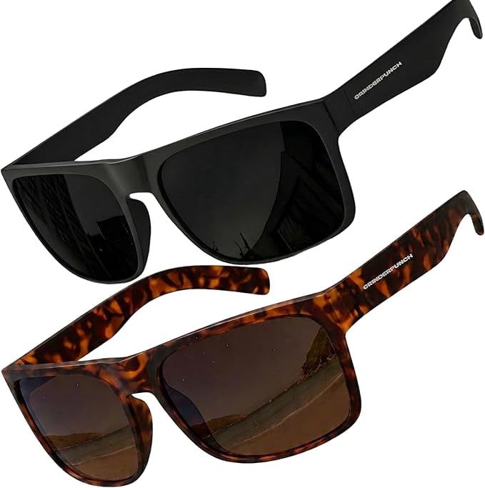 Grinderpunch Super Dark Polarized Sunglasses Men Women Category 4 Sun Glasses Black Out Shades UV400 Protection - 2Pack Super Dark - Polarized Sunglasses