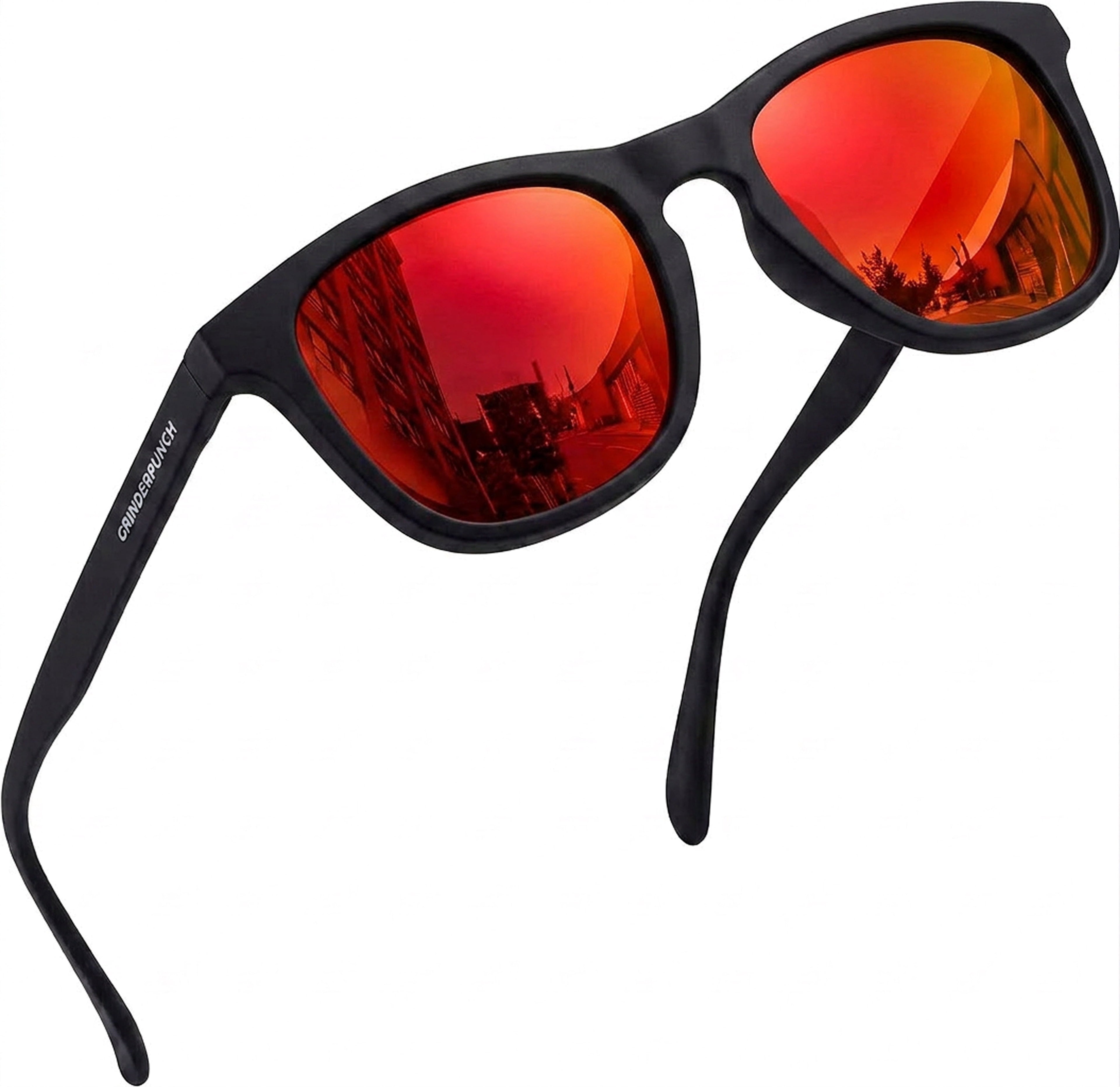 Grinderpunch Womens Polarized Sunglasses UV400 Protection Classic Retro Driving Sun Glasses Trendy Fashion Shades (Black and Red) - Polarized Sunglasses