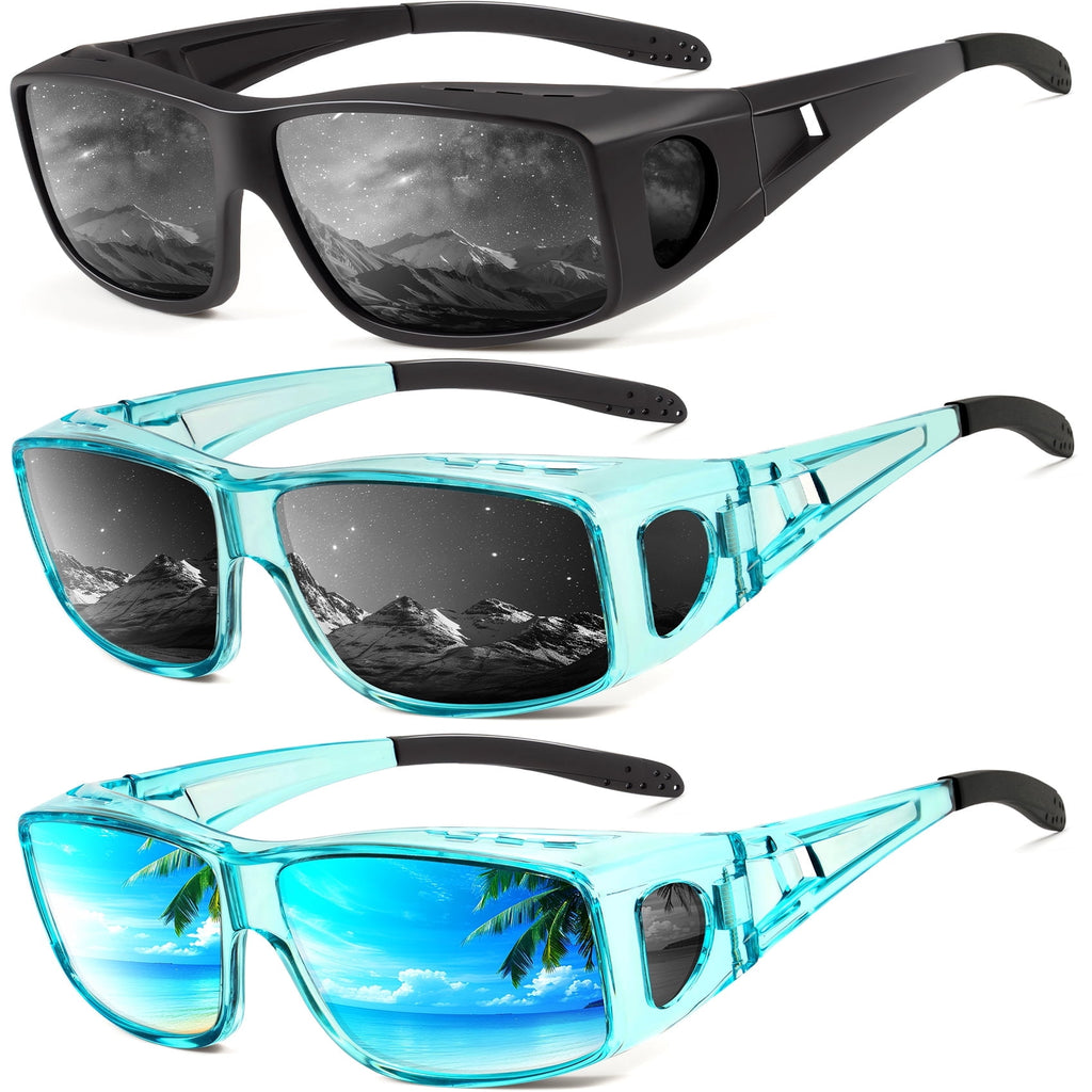 KALIYADI Fit Over Wrap Sunglasses Polarized Sun Glasses:Wrap Around Eyeglasses for Men and Women with UV Protection for Driving - Polarized Sunglasses