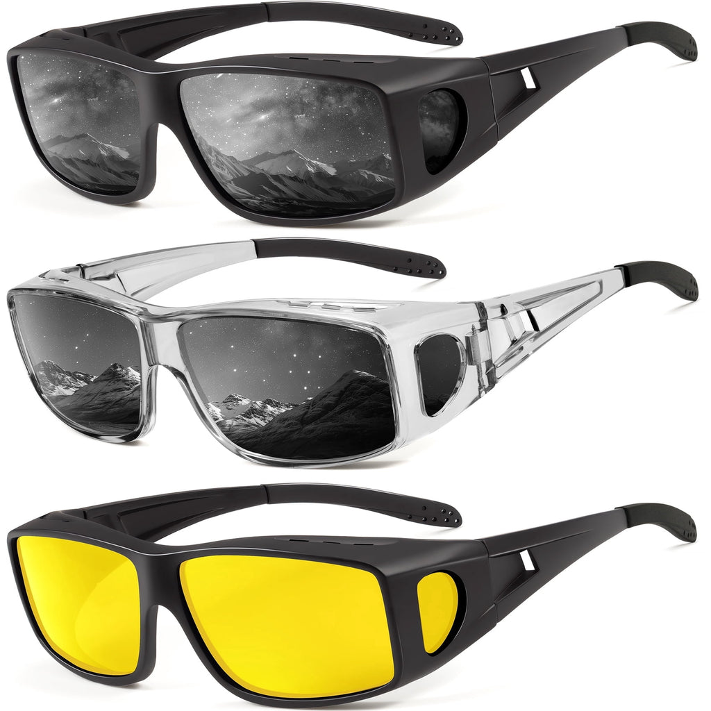 KALIYADI Fit Over Wrap Sunglasses Polarized Sun Glasses:Wrap Around Eyeglasses for Men and Women with UV Protection for Driving - Polarized Sunglasses
