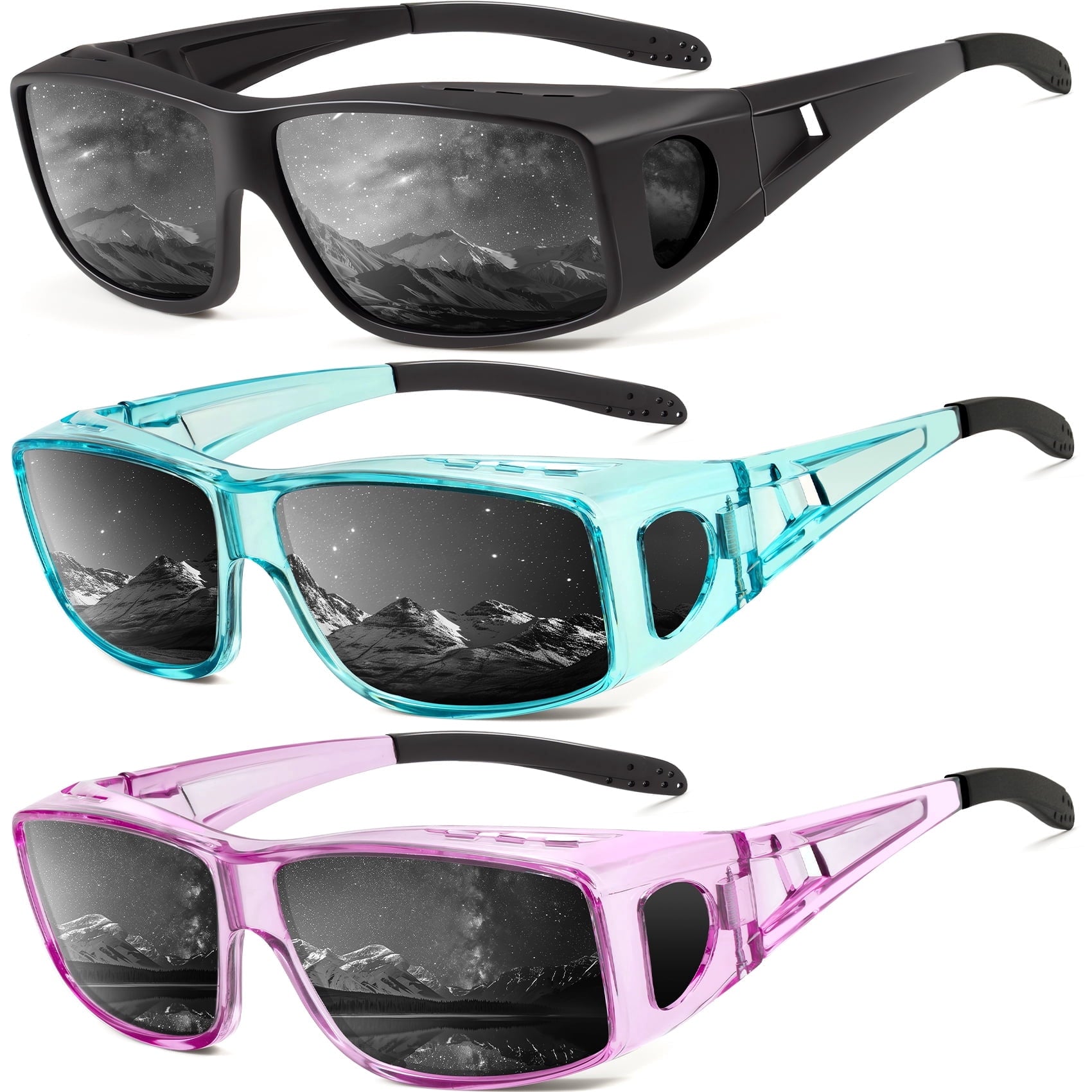 KALIYADI Fit Over Wrap Sunglasses Polarized Sun Glasses:Wrap Around Eyeglasses for Men and Women with UV Protection for Driving - Polarized Sunglasses