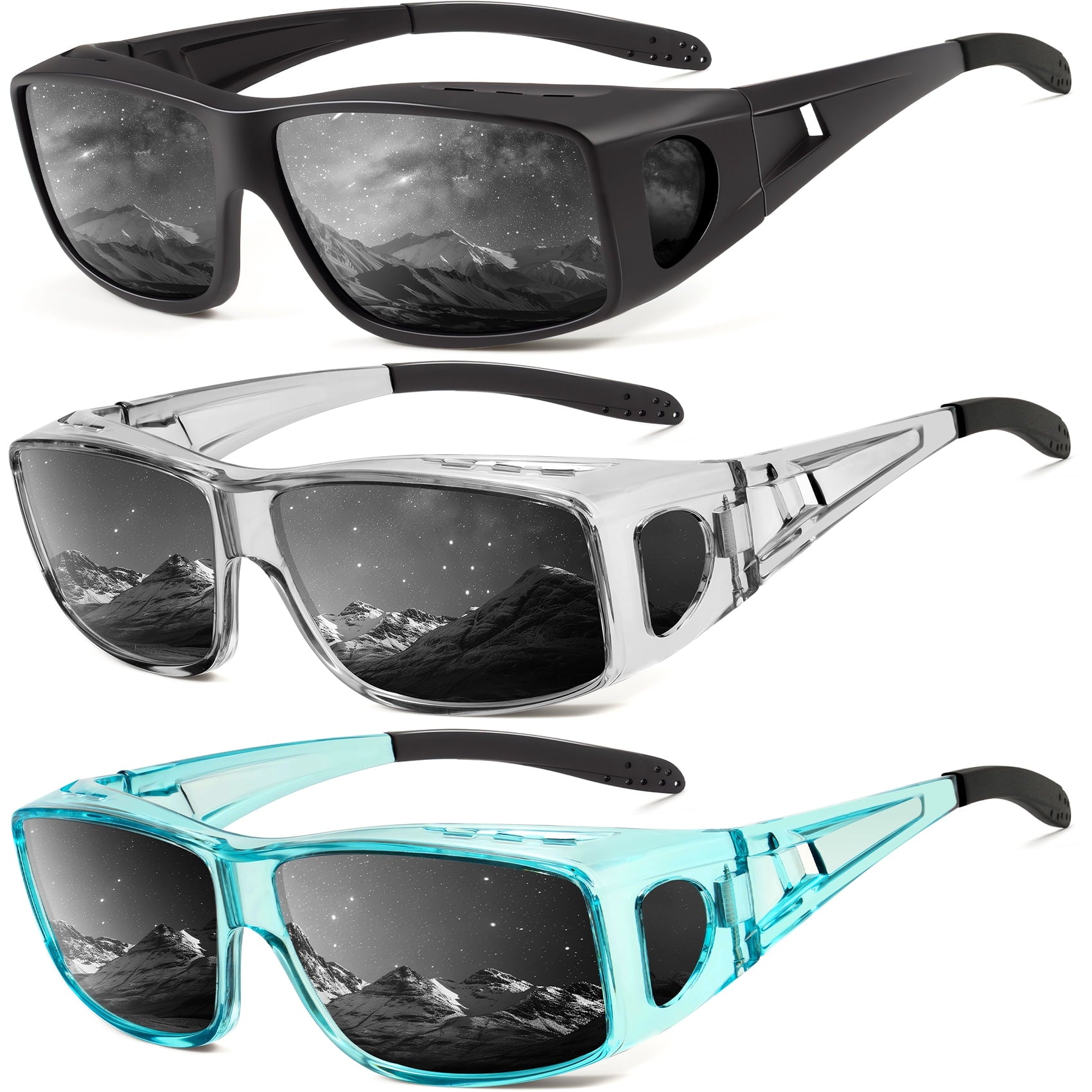KALIYADI Fit Over Wrap Sunglasses Polarized Sun Glasses:Wrap Around Eyeglasses for Men and Women with UV Protection for Driving - Polarized Sunglasses