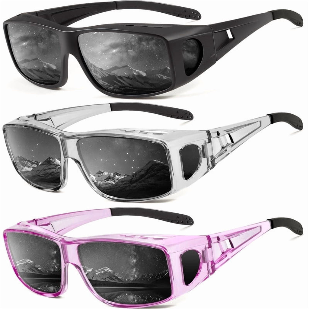KALIYADI Fit Over Wrap Sunglasses Polarized Sun Glasses:Wrap Around Eyeglasses for Men and Women with UV Protection for Driving - Polarized Sunglasses