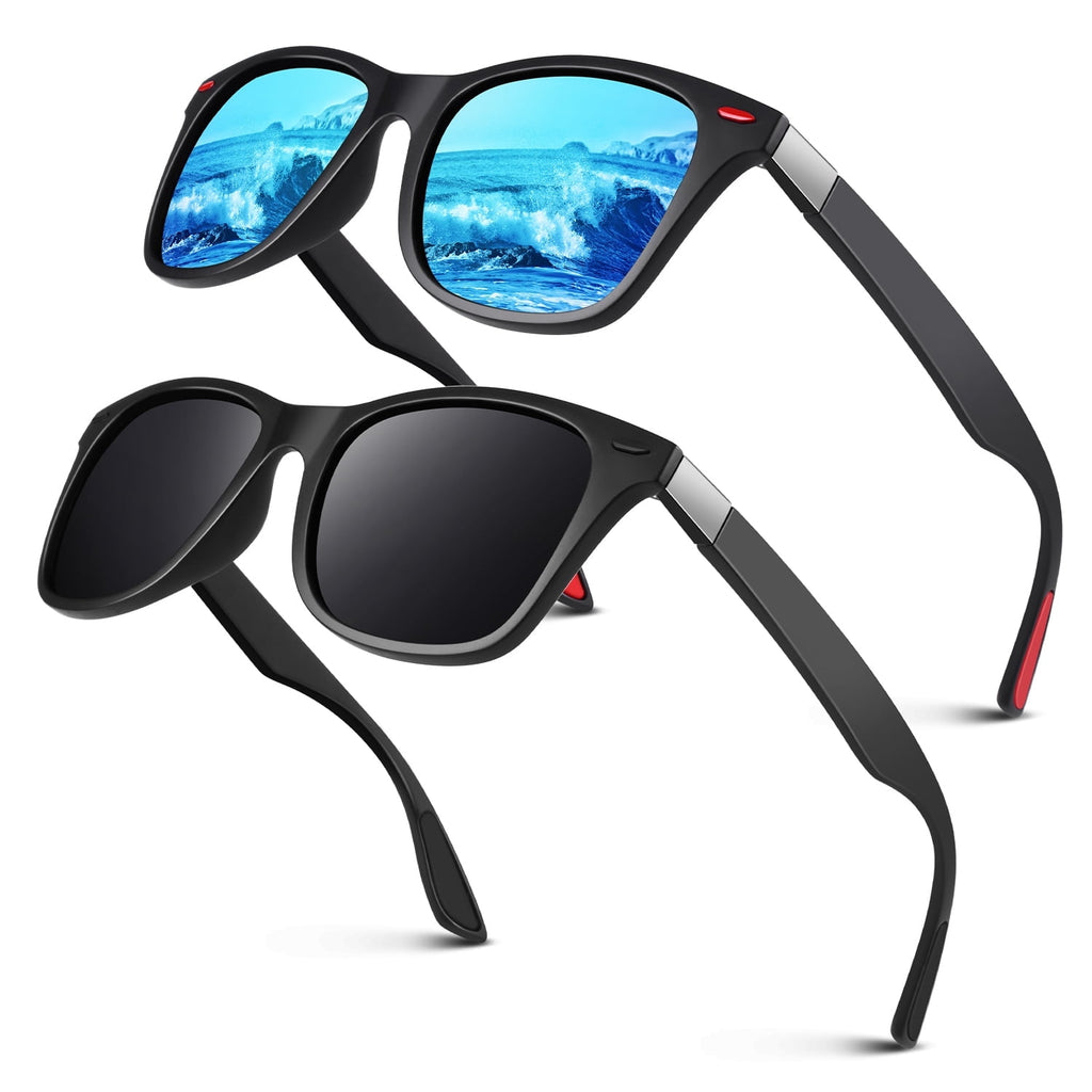 LINVO Men's Retro Polarized Sunglasses for Men  UV400 with Rivets for Fishing Hiking Driving-2 Pairs - Polarized Sunglasses