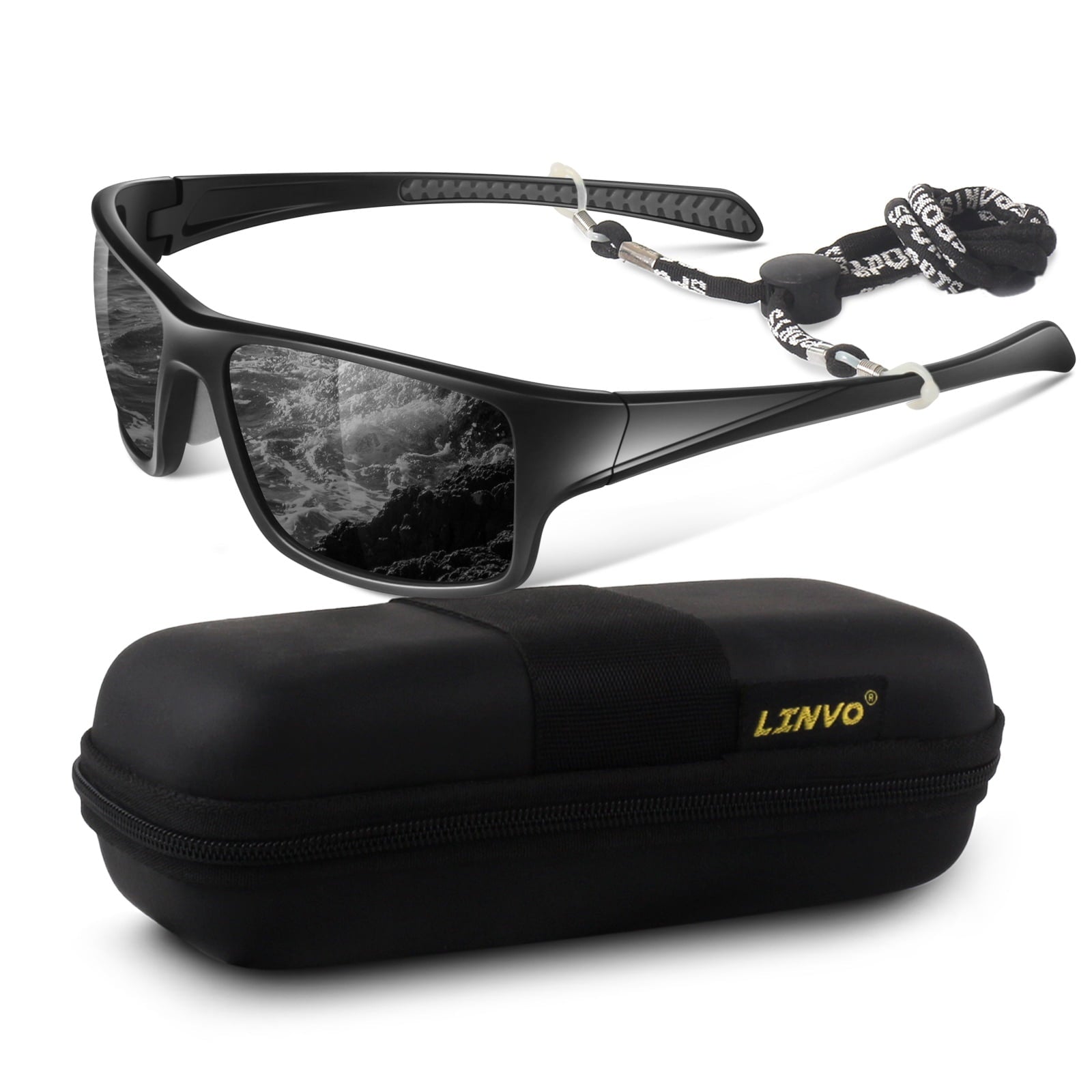 LINVO Men’s Sports Polarized Sunglasses, Wrap-Around Sun Glasses for Cycling, Fishing, Hiking & Driving, UV400 Protection-2 Pack - Polarized Sunglasses