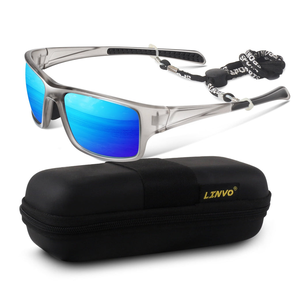 LINVO Men’s Sports Polarized Sunglasses, Wrap-Around Sun Glasses for Cycling, Fishing, Hiking & Driving, UV400 Protection-2 Pack - Polarized Sunglasses