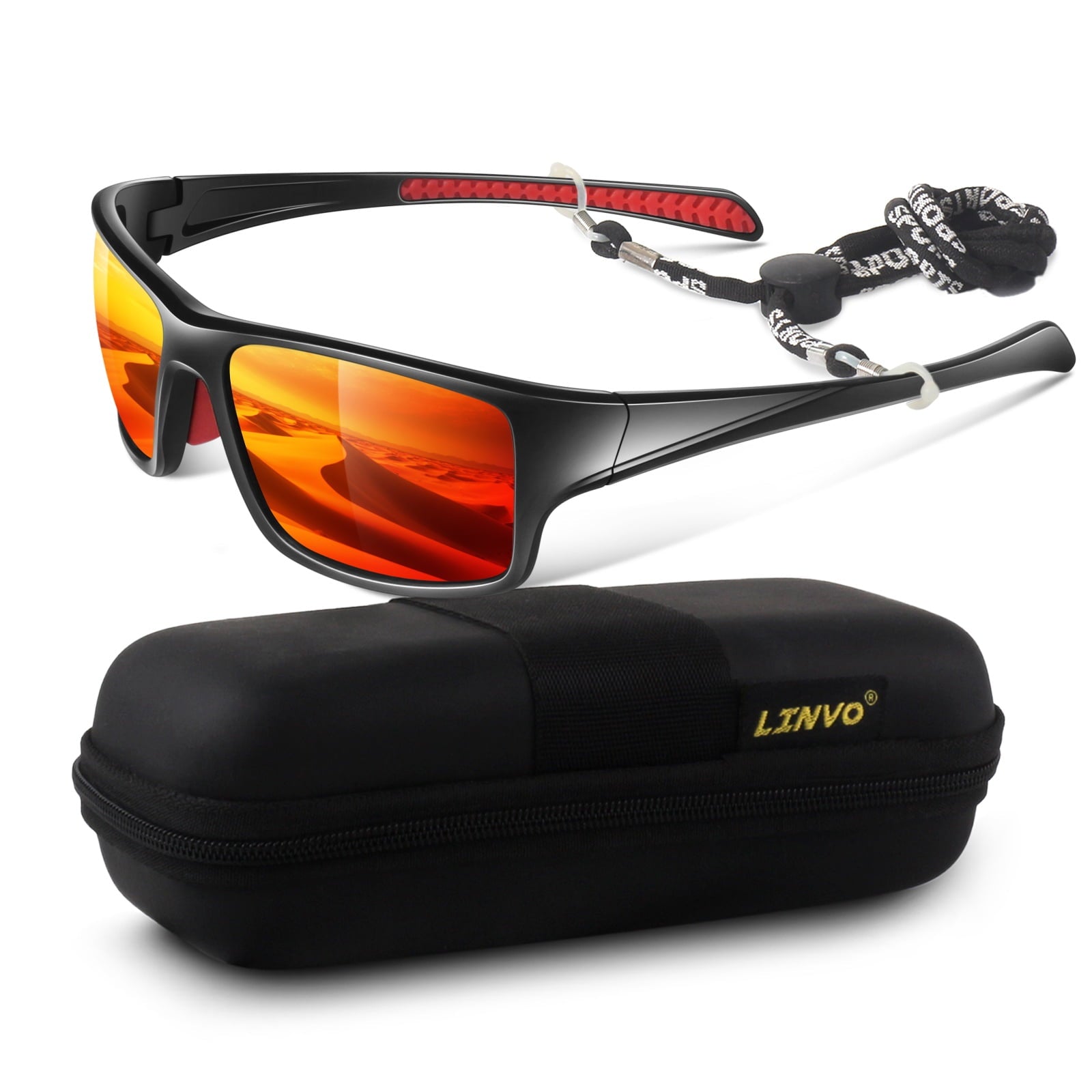 LINVO Men’s Sports Polarized Sunglasses, Wrap-Around Sun Glasses for Cycling, Fishing, Hiking & Driving, UV400 Protection-2 Pack - Polarized Sunglasses