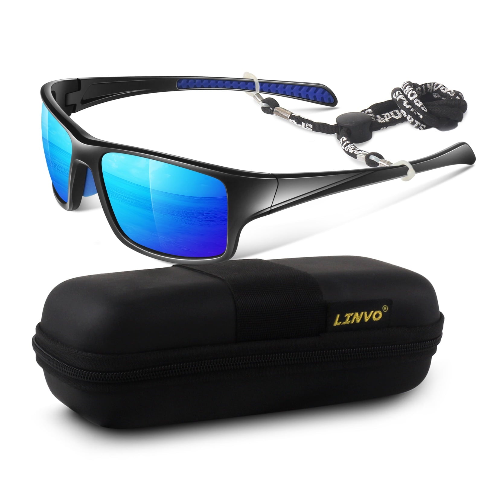 LINVO Men’s Sports Polarized Sunglasses, Wrap-Around Sun Glasses for Cycling, Fishing, Hiking & Driving, UV400 Protection-2 Pack - Polarized Sunglasses