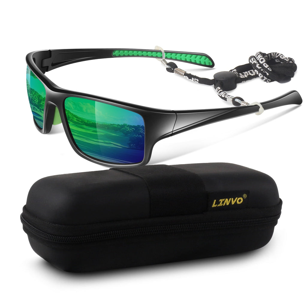 LINVO Men’s Sports Polarized Sunglasses, Wrap-Around Sun Glasses for Cycling, Fishing, Hiking & Driving, UV400 Protection-2 Pack - Polarized Sunglasses