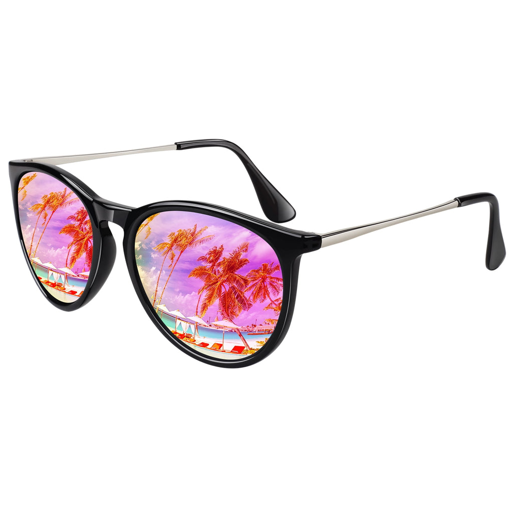 LINVO Round Polarized Sunglasses for Women Men UV400 Vintage Retro Designer Style-2 Pairs - Polarized Sunglasses