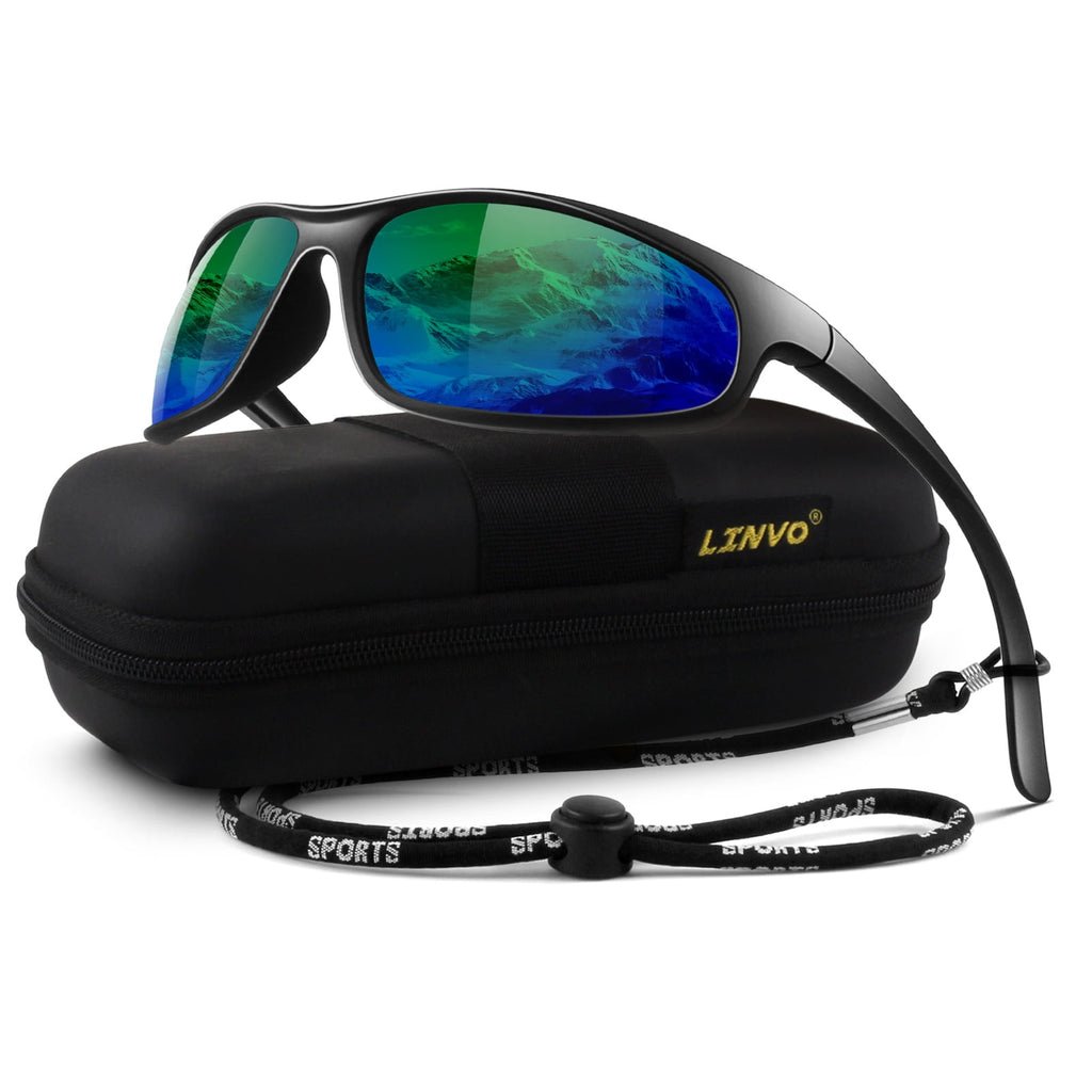 LINVO Sports Polarized Sunglasses for Men Women, Wrap-Around for Fishing, Cycling & Running, UV400 Protection-2 Pack - Polarized Sunglasses