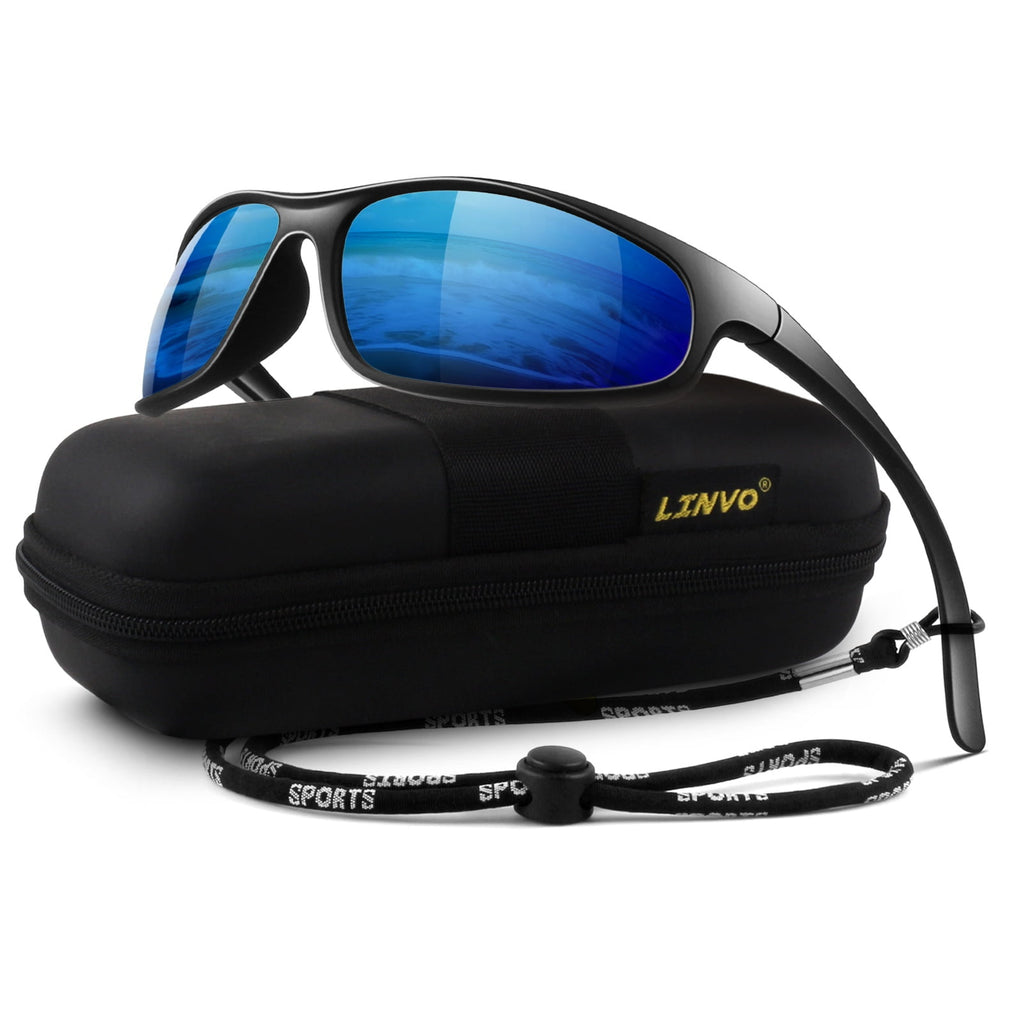 LINVO Sports Polarized Sunglasses for Men Women, Wrap-Around for Fishing, Cycling & Running, UV400 Protection-2 Pack - Polarized Sunglasses