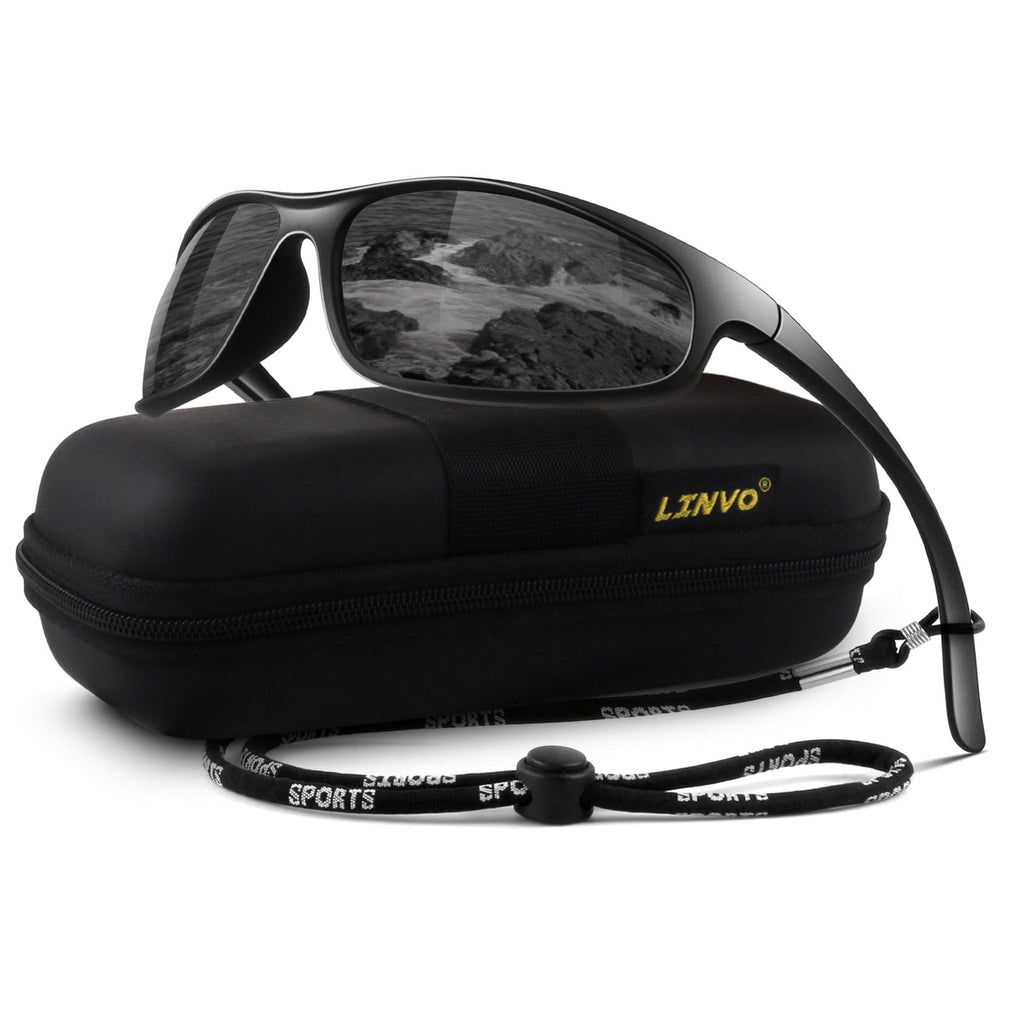 LINVO Sports Polarized Sunglasses for Men Women, Wrap-Around for Fishing, Cycling & Running, UV400 Protection-2 Pack - Polarized Sunglasses