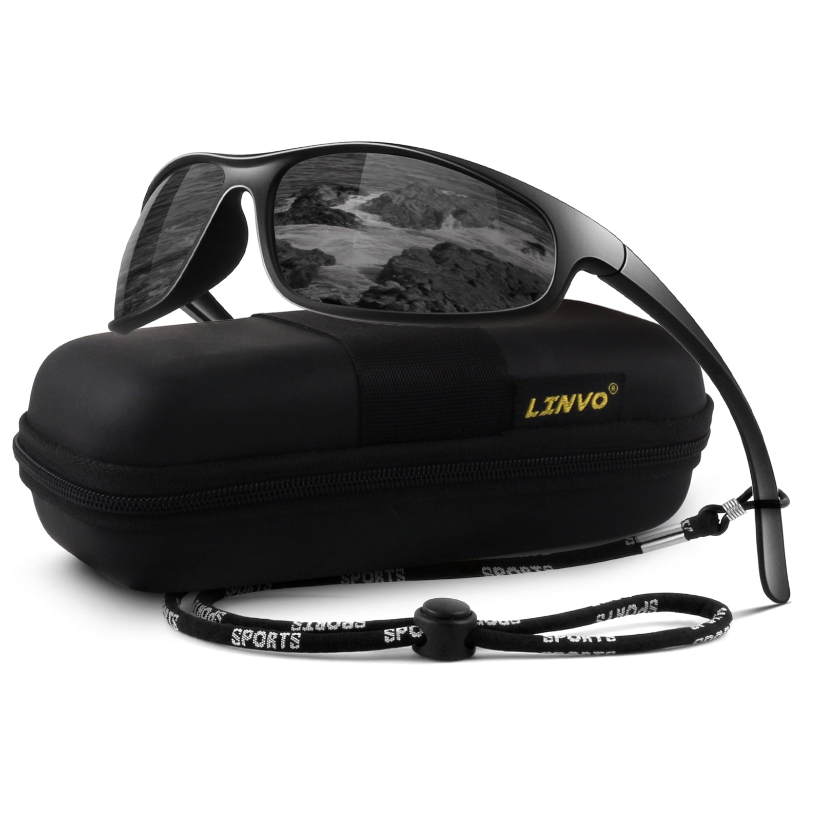 LINVO Sports Polarized Sunglasses for Men Women, Wrap-Around for Fishing, Cycling & Running, UV400 Protection-2 Pack - Polarized Sunglasses